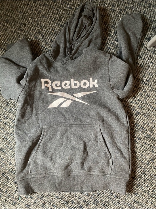 Reebok Sweaters - Reebok Dark Gray Hoodie with White Logo